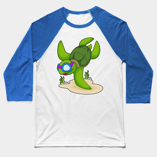 Turtle Diver Swimming goggles Baseball T-Shirt by Markus Schnabel